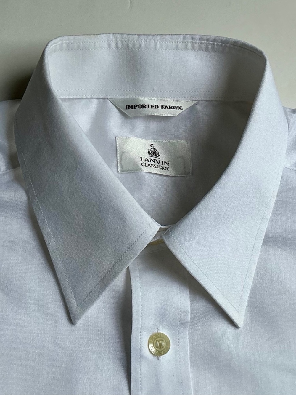 LANVIN  classic, white fine cotton blend shirt Sz 15.5 made in South korea 🇰🇷